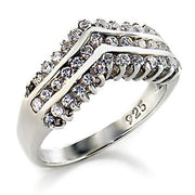 00516 High-Polished 925 Sterling Silver Ring with AAA Grade CZ in Clear-0