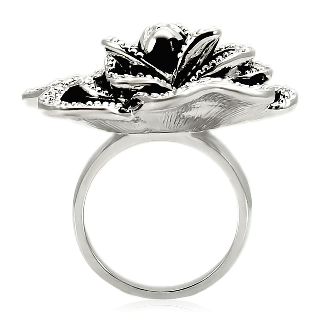 0W252 - Rhodium Brass Ring with Top Grade Crystal  in Clear-3