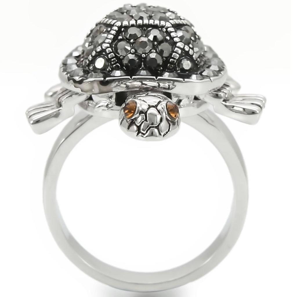 0W285 - Rhodium Brass Ring with Top Grade Crystal  in Multi Color-3
