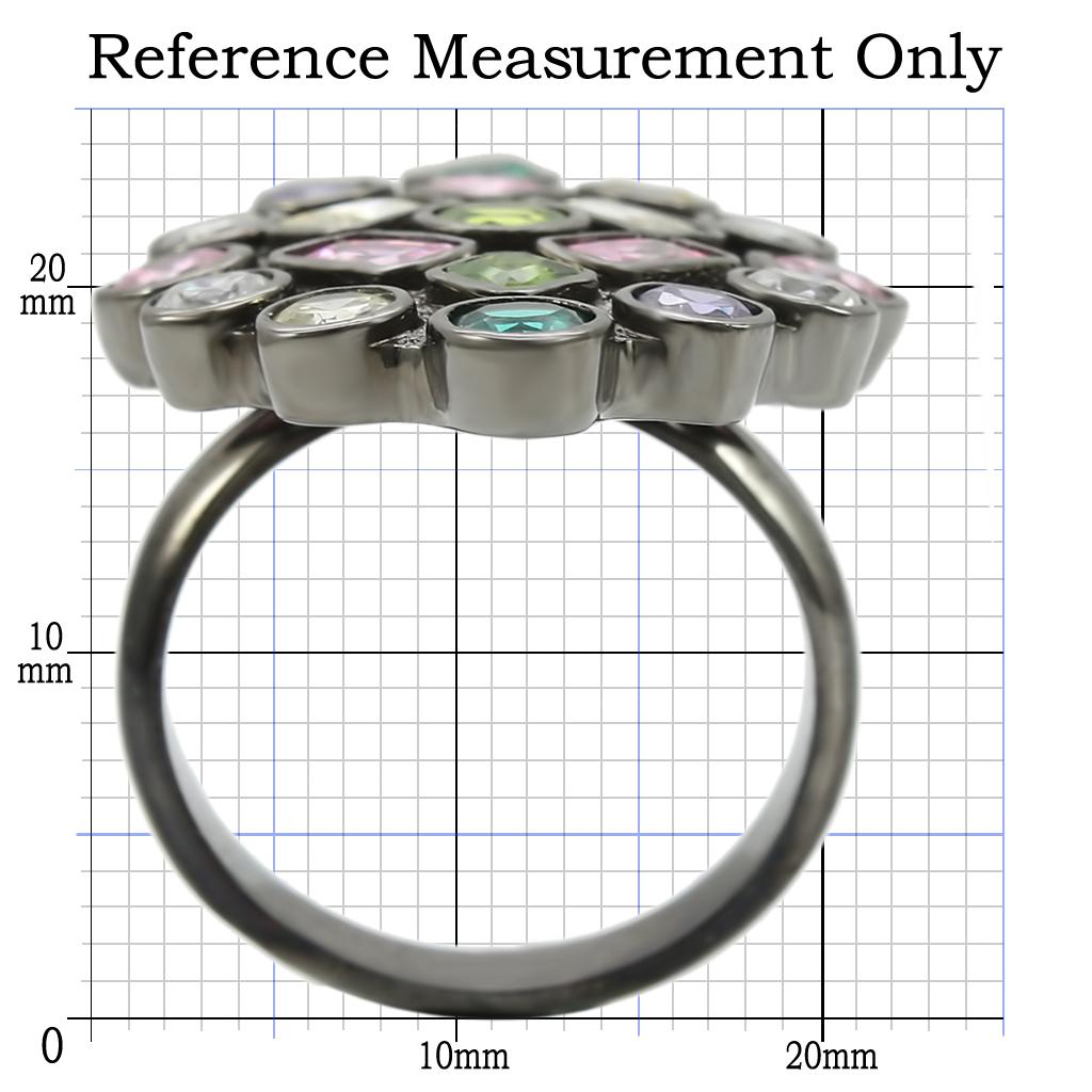 0W297 - Ruthenium Brass Ring with AAA Grade CZ  in Multi Color-1