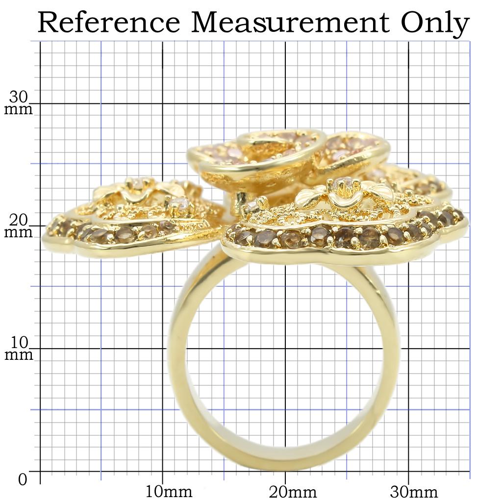 0W312 - Gold Brass Ring with AAA Grade CZ  in Multi Color-1
