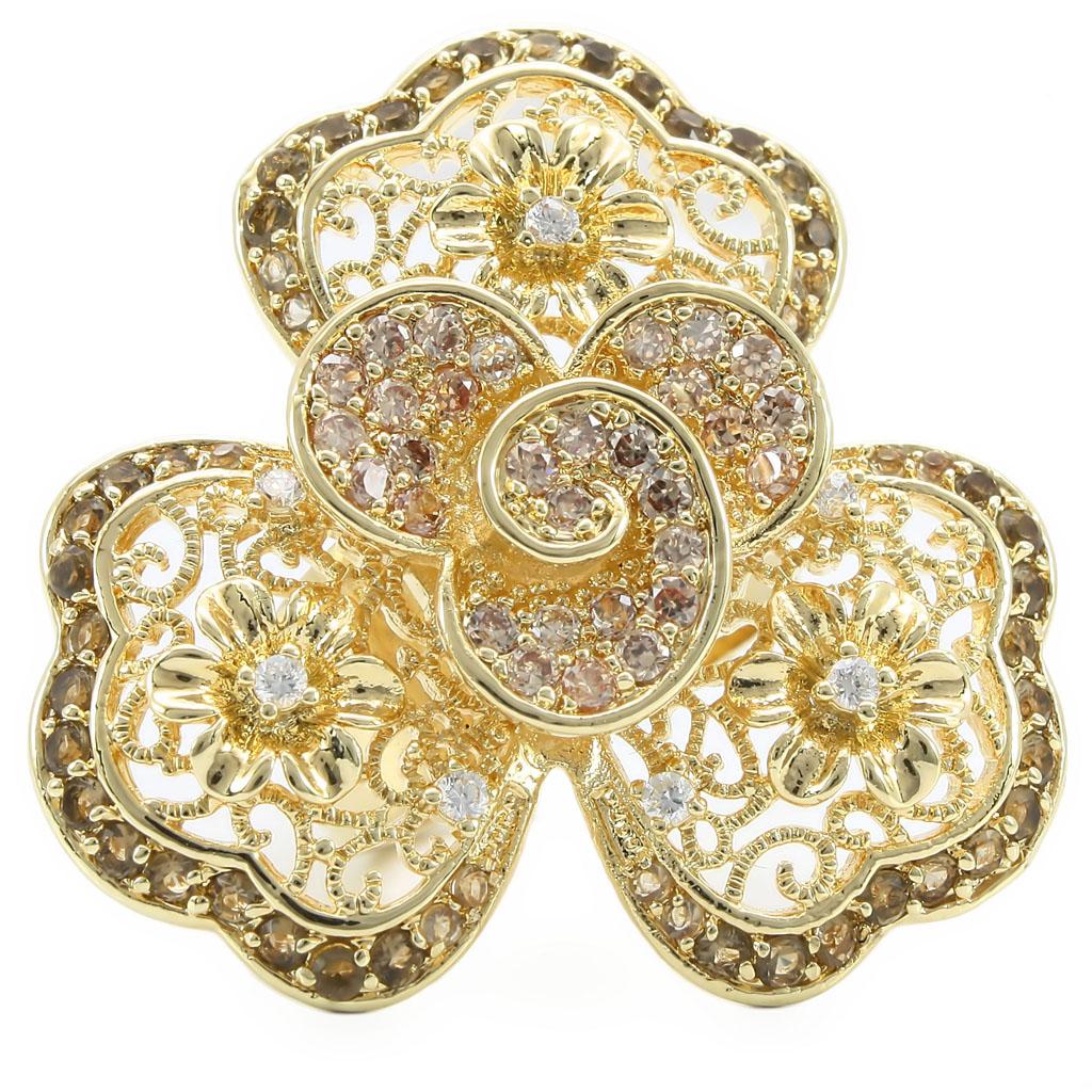 0W312 - Gold Brass Ring with AAA Grade CZ  in Multi Color-2