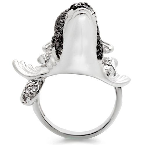 0W003 - Rhodium + Ruthenium Brass Ring with AAA Grade CZ  in Multi Color-3
