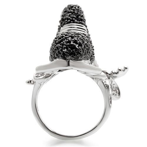 0W003 - Rhodium + Ruthenium Brass Ring with AAA Grade CZ  in Multi Color-4