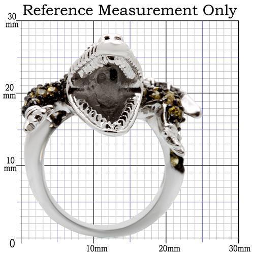 0W007 - Rhodium + Ruthenium Brass Ring with AAA Grade CZ  in Multi Color-1