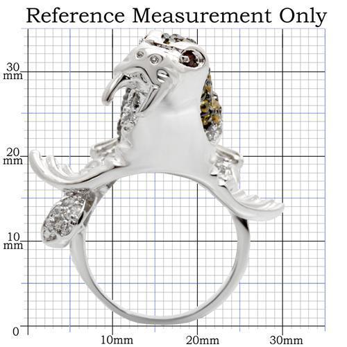 0W008 - Rhodium + Ruthenium Brass Ring with AAA Grade CZ  in Multi Color-1