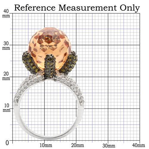 0W021 - Rhodium + Ruthenium Brass Ring with AAA Grade CZ  in Champagne-1