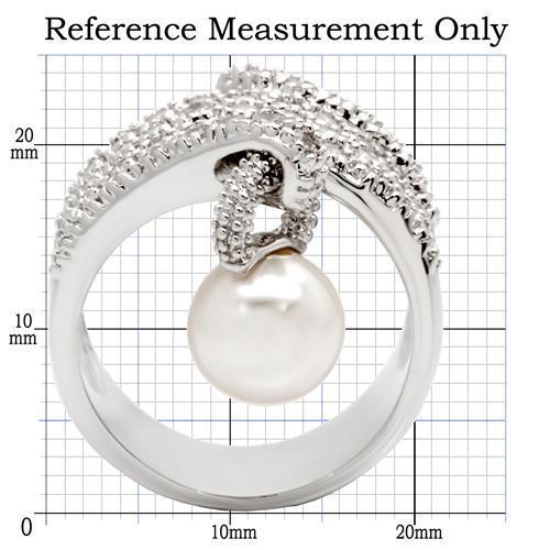 0W031 - Rhodium Brass Ring with AAA Grade CZ  in Clear-1