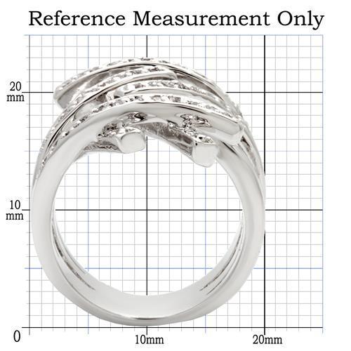 0W061 - Rhodium Brass Ring with AAA Grade CZ  in Clear-1