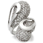 0W118 - Rhodium Brass Ring with AAA Grade CZ  in Clear-0