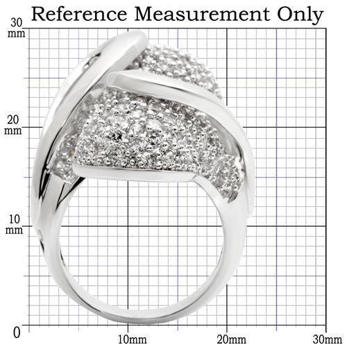 0W118 - Rhodium Brass Ring with AAA Grade CZ  in Clear-1