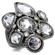 0W120 - Ruthenium Brass Ring with AAA Grade CZ  in Light Amethyst-0