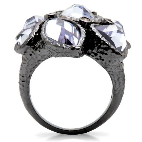 0W120 - Ruthenium Brass Ring with AAA Grade CZ  in Light Amethyst-3
