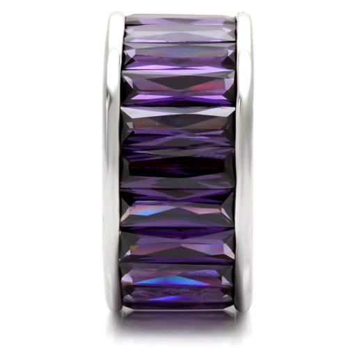 0W128 - Rhodium Brass Ring with AAA Grade CZ  in Amethyst-4