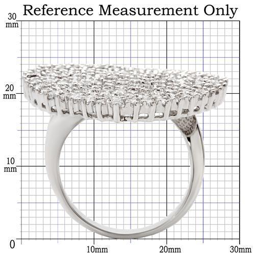 0W146 - Rhodium Brass Ring with AAA Grade CZ  in Clear-1