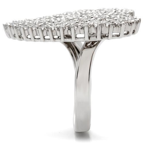 0W146 - Rhodium Brass Ring with AAA Grade CZ  in Clear-4
