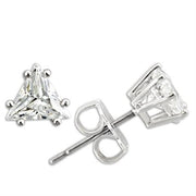 0W156 - Rhodium 925 Sterling Silver Earrings with AAA Grade CZ  in Clear-0