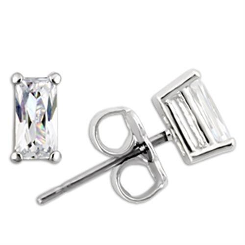 TK0W161 -Stainless Earring  with AAA Grade CZ  in Clear-6X3mm-0