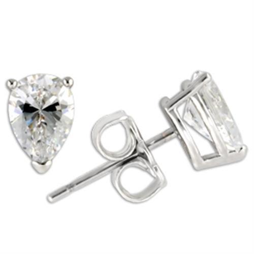 TK0W164 - Stainless Steel Earrings with AAA Grade CZ  in Clear High Polished( No Plated)-0