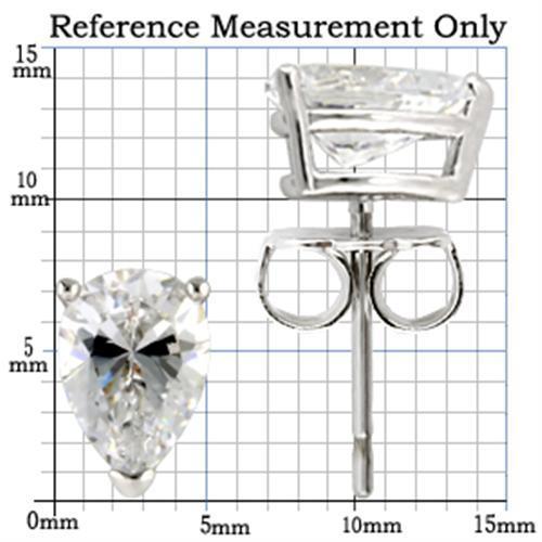 TK0W164 - Stainless Steel Earrings with AAA Grade CZ  in Clear High Polished( No Plated)-1