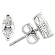 0W167 - Rhodium 925 Sterling Silver Earrings with AAA Grade CZ  in Clear-0