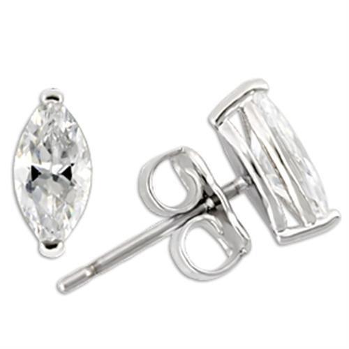 0W167 - Rhodium 925 Sterling Silver Earrings with AAA Grade CZ  in Clear-0