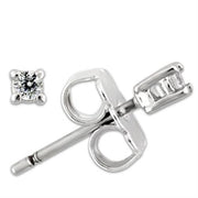0W168 - Rhodium 925 Sterling Silver Earrings with AAA Grade CZ  in Clear-0