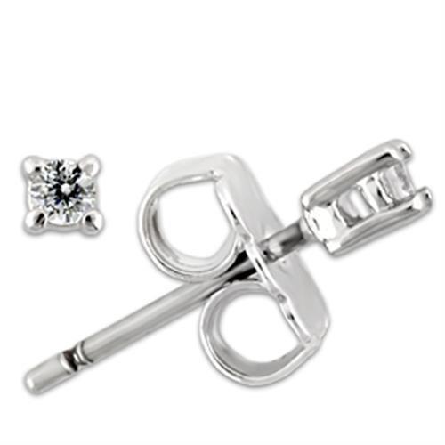 0W168 - Rhodium 925 Sterling Silver Earrings with AAA Grade CZ  in Clear-0