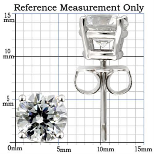 0W172 - Rhodium 925 Sterling Silver Earrings with AAA Grade CZ  in Clear-1