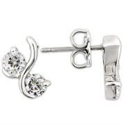 0W176 - Rhodium 925 Sterling Silver Earrings with AAA Grade CZ  in Clear-0