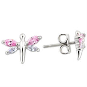 0W179 - Rhodium 925 Sterling Silver Earrings with AAA Grade CZ  in Multi Color-0