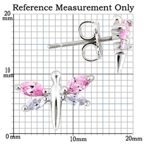0W179 - Rhodium 925 Sterling Silver Earrings with AAA Grade CZ  in Multi Color-1