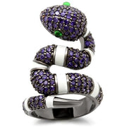 0W184 - Ruthenium Brass Ring with AAA Grade CZ  in Multi Color-0