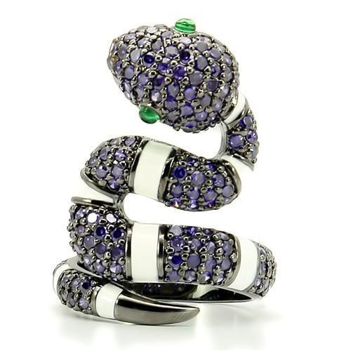 0W184 - Ruthenium Brass Ring with AAA Grade CZ  in Multi Color-2