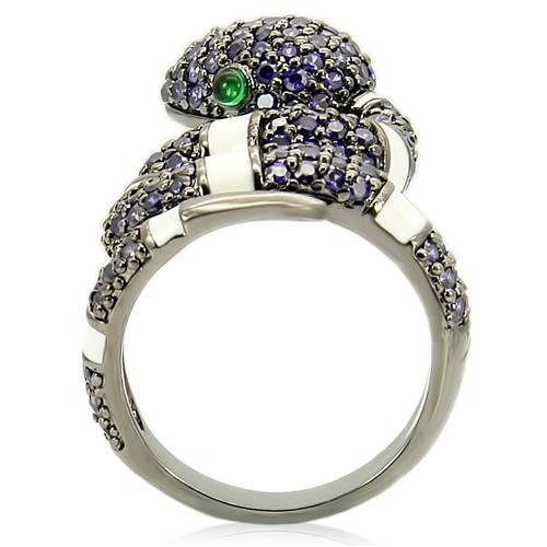 0W184 - Ruthenium Brass Ring with AAA Grade CZ  in Multi Color-3