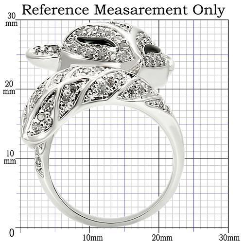 0W185 - Rhodium Brass Ring with AAA Grade CZ  in Clear-1