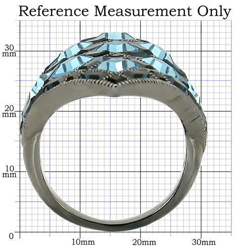 0W235 - Ruthenium Brass Ring with Top Grade Crystal  in Sea Blue-1
