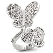 0W237 - Rhodium Brass Ring with AAA Grade CZ  in Clear-0