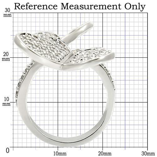 0W237 - Rhodium Brass Ring with AAA Grade CZ  in Clear-1