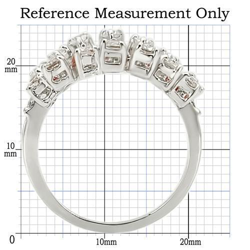 0W241 - Rhodium Brass Ring with AAA Grade CZ  in Clear-1