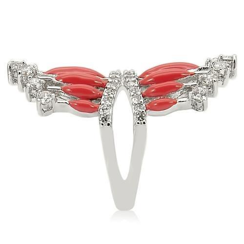 0W241 - Rhodium Brass Ring with AAA Grade CZ  in Clear-4