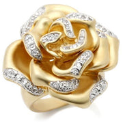 0W250 - Matte Gold & Rhodium Brass Ring with AAA Grade CZ  in Clear-0