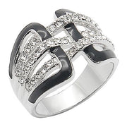 0W258 - Rhodium Brass Ring with AAA Grade CZ  in Clear-0