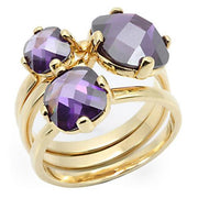 0W259 - Gold Brass Ring with AAA Grade CZ  in Amethyst-0
