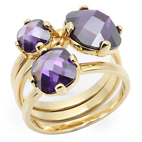 0W259 - Gold Brass Ring with AAA Grade CZ  in Amethyst-0
