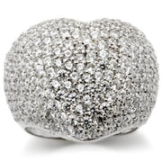 0W276 - Rhodium Brass Ring with AAA Grade CZ  in Clear-0