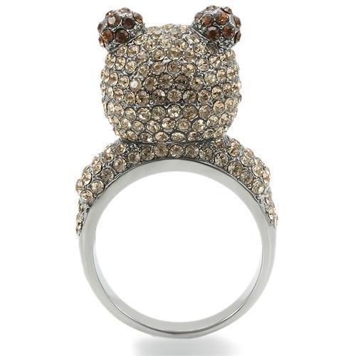 0W279 - Ruthenium Brass Ring with Top Grade Crystal  in Multi Color-4