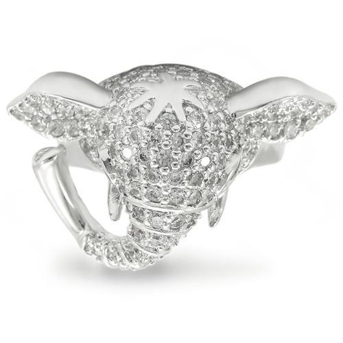 0W280 - Rhodium Brass Ring with Top Grade Crystal  in Jet-2