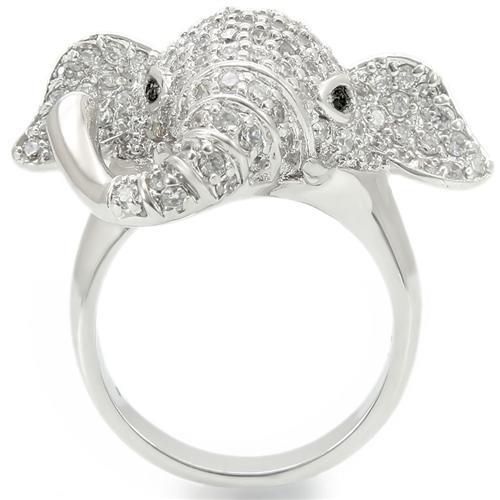 0W280 - Rhodium Brass Ring with Top Grade Crystal  in Jet-3