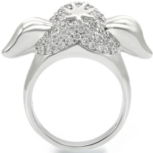 0W280 - Rhodium Brass Ring with Top Grade Crystal  in Jet-4